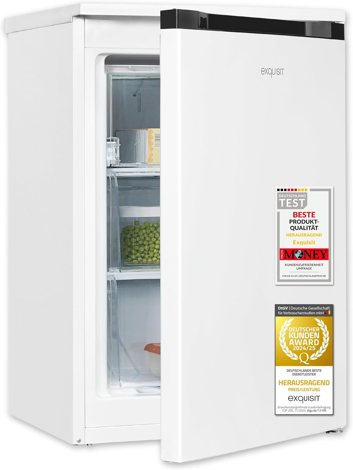 Exquisit Gefrierschrank, 85 Liter, Weiß, Tiefkühlschrank, 3 Schubladen, Energieklasse C, 4-Sterne-Gefrierfach, Gefireschrank kle