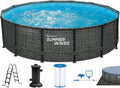 Summer Waves Stahlrahmenpool, 427 x 107 cm, dunkelgrau/blau, Frame Elite Pool Dark Herringbone