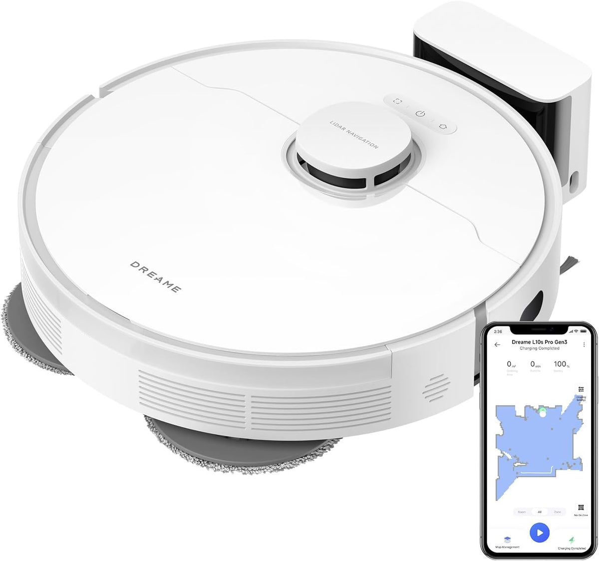 dreame Saugroboter, 7 mm, Weiß, L10s Pro Gen3, intelligenter Saug- und Wischroboter, Vormax-Saugkraft mit 13.000 Pa