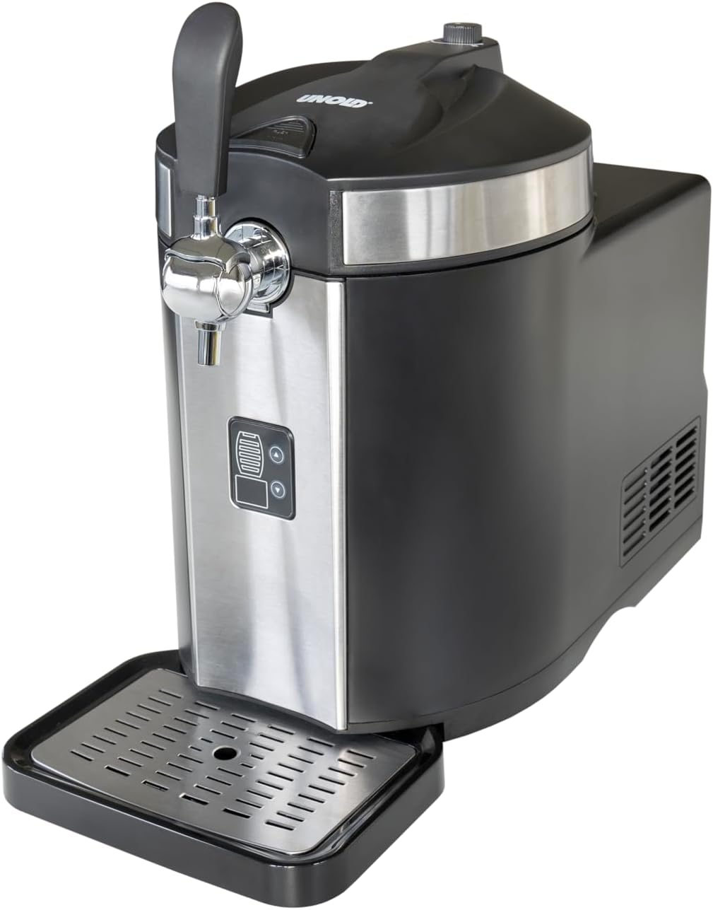 Unold Kompressor, 100 W, 220–240 V~, 50 Hz, 5l, Schwarz/Silber, 48975 Bierzapfanlage Franzl - mit, Kühlung auf 2-12°C