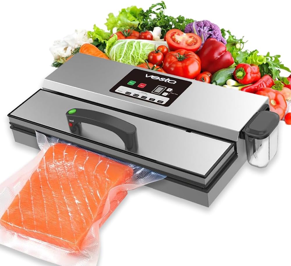 V Vesta Precision Mikrowelle, 31 cm, 475 W, 5 mm, Silber/Schwarz, Vac'n Seal Pro Professionelles Vakuumiergerät zum Verpacken