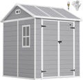 Outsunny Gerätehaus, 181 x 181 x 220 cm, 2,91m, Grau, ² Geräteschuppen mit Satteldach Boden Abschließbar Tür
