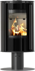 kratki Kaminofen, 5,5 kW, 150 mm, Schwarz, aus Stahl mit Sockel Erik Ø, freistehend Holzofen, effizient & umweltfreundlich