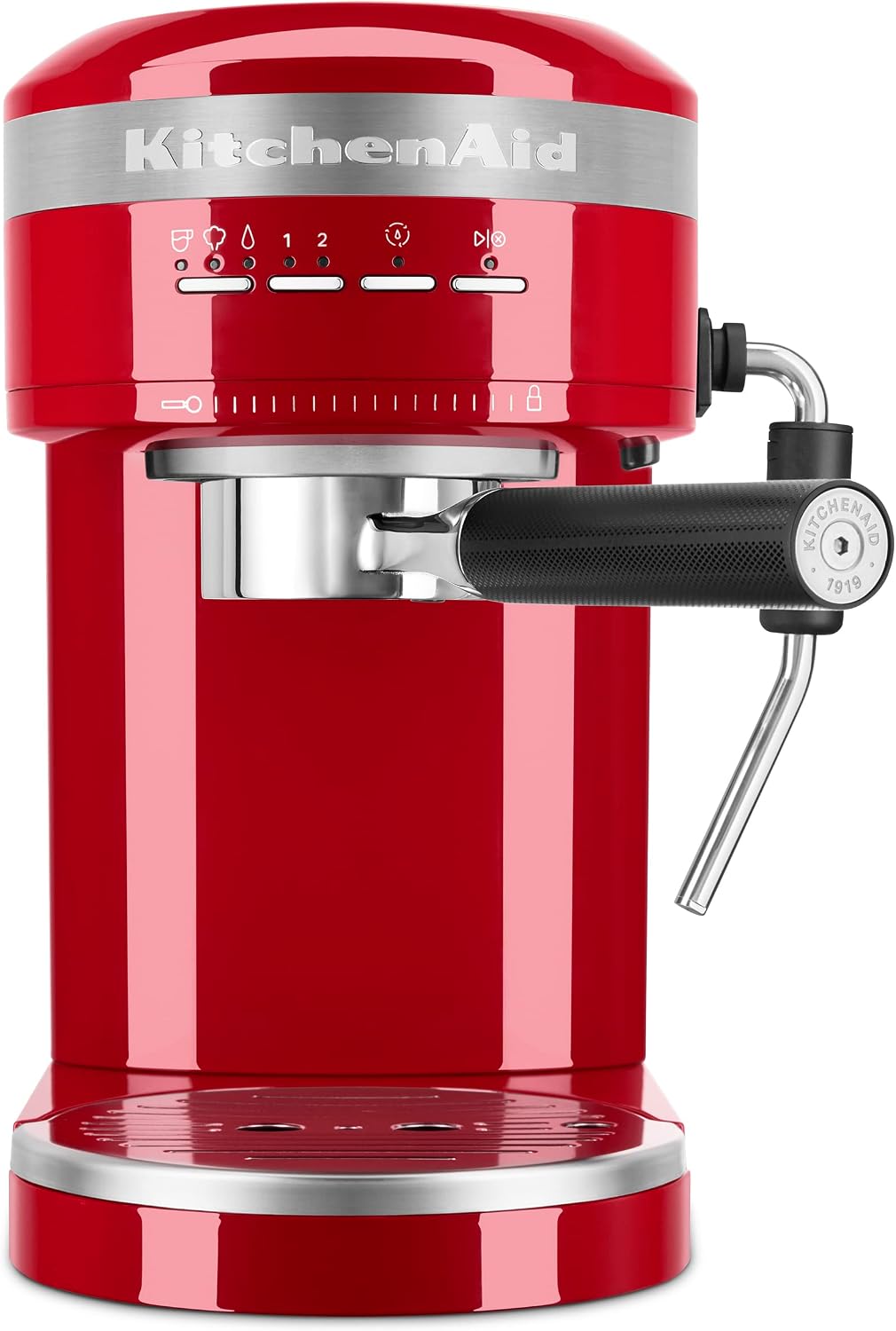 KitchenAid Kaffeemaschine, Rot/Schwarz/Silber, Halbautomatische Espressomaschine aus Metall, KES6503
