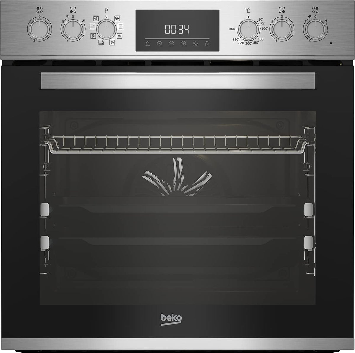 Beko Backofen, Schwarz/Edelstahl, BBUM12322X Einbauherd Set / 2-fach Teleskopauszug /