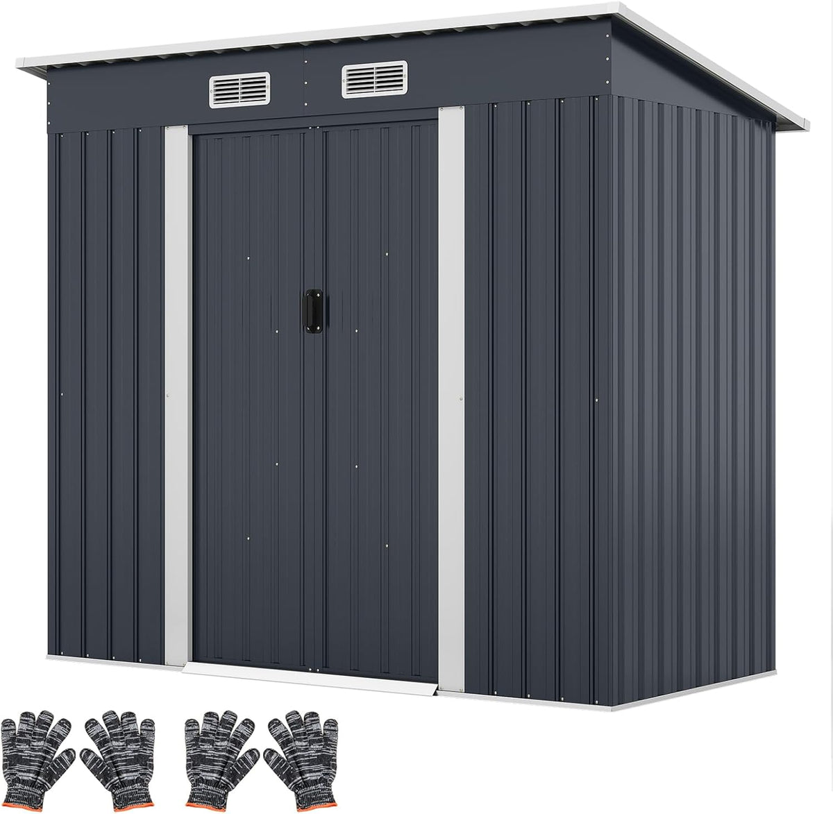 Gerätehaus HOMASIS, 213x112x186 cm, 4,4 m, 2 L, Verzinkter Stahl, farbbeschichtetes Metallblech, Grau