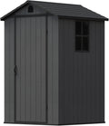 Gerätehaus Devoko, 116x116x171 cm, 2,3m, Dunkelgrau, 4x4 Gartenhaus ³, Kunststoff, mit Boden, Geräteschuppen mit Abschließbar Tür und Belüftung