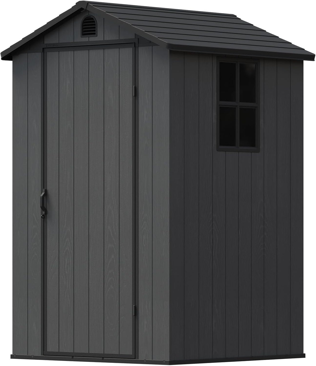 Gerätehaus Devoko, 116x116x171 cm, 2,3m, Dunkelgrau, 4x4 Gartenhaus ³, Kunststoff, mit Boden, Geräteschuppen mit Abschließbar Tür und Belüftung