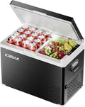 KROAK Kühlschrank, 230 V, 40 L, Schwarz/Weiß, Kompressor Kühlbox mit Dualzone -20°C bis 20°C, Mobiler Camping für Auto/LKW/Boot