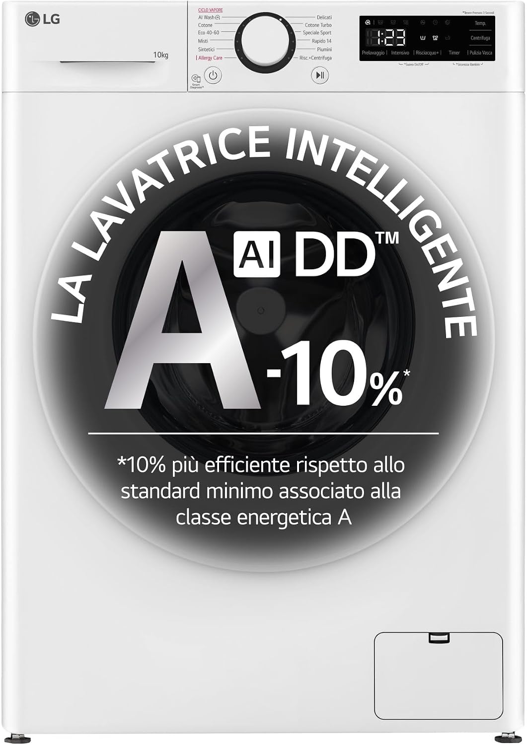 LG Waschmaschine, 10 kg, Weiß, AI DD F4R3010NSWW Klasse A -10%, Frontlader Serie R3, 1400 Umdrehungen, AIWash, Dampfreinigung