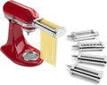 Fur KitchenAid Zubehör 5KSMPRA Nudelvorsatz,3-teiliges Set Küchenzubehör, Rot/Edelstahl