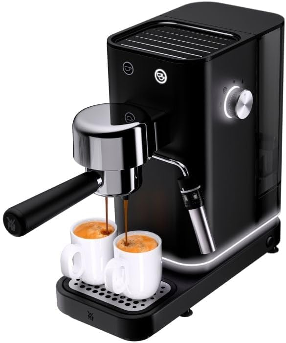 WMF Kaffeemaschine, 15 bar, Schwarz/Silber, Lumero Espressomaschine Siebträger 1350 Watt, Siebträgermaschine, 3 Einsätzen