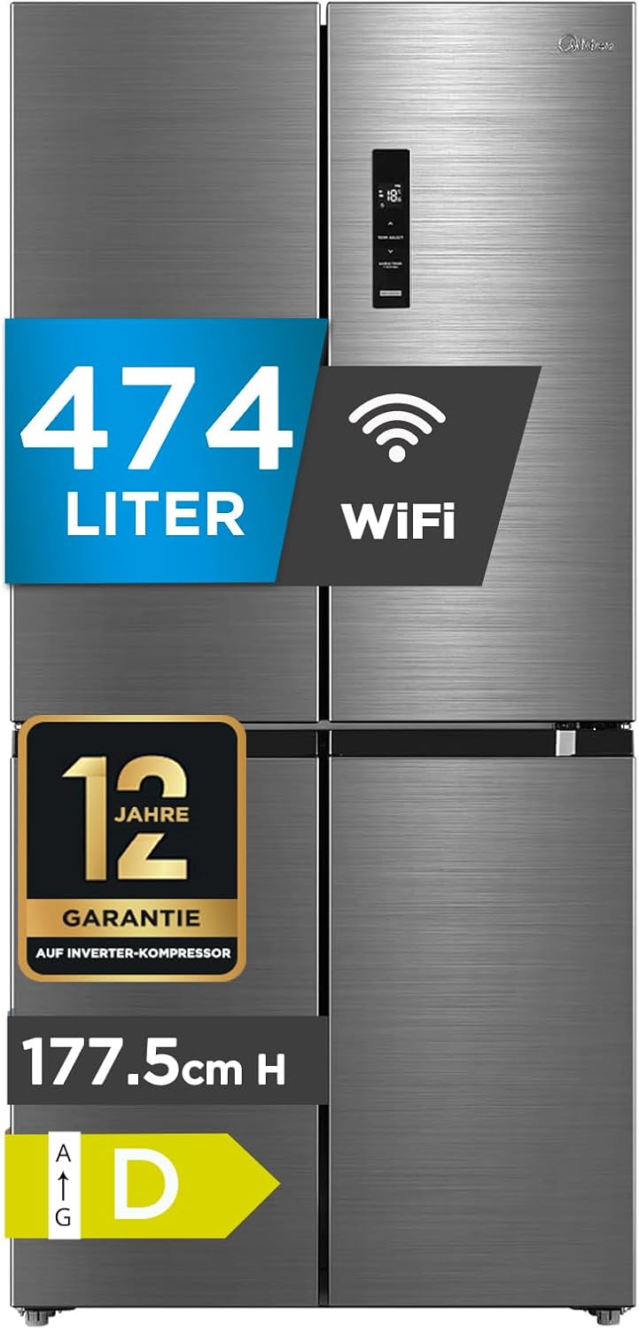 Midea Elektro-Großgeräte,Kühlschränke,Gefrierschränke & Eiswürfelbereiter, 177,5 cm, 83,3 cm, 65,3 cm, 305 L, Silber