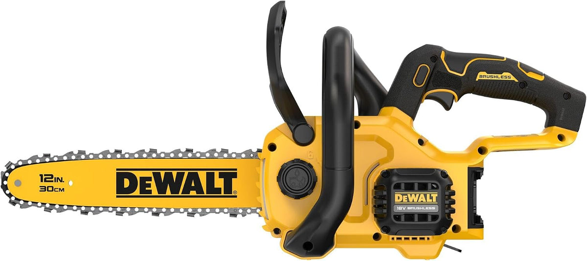 DEWALT Kettensäge, 30 cm, Gelb/Schwarz, 18 Volt Akku- (bürstenloser Motor, automatische Kettenschmierung, halbtransparenter Öltank