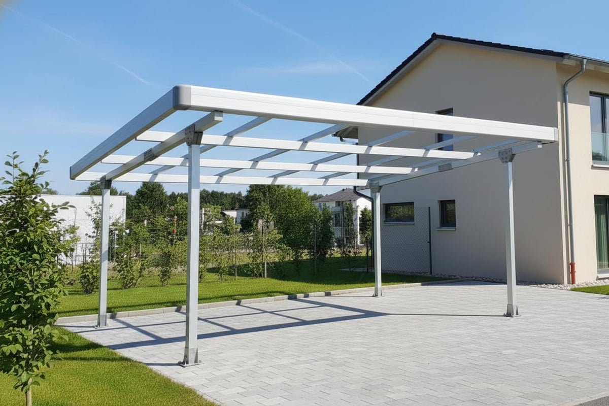AMBIENTE HOME Garten,Gartenhäuser & Aufbewahrung,Carports, Silber, Doppelcarport Carport Gestell für 2 Autos