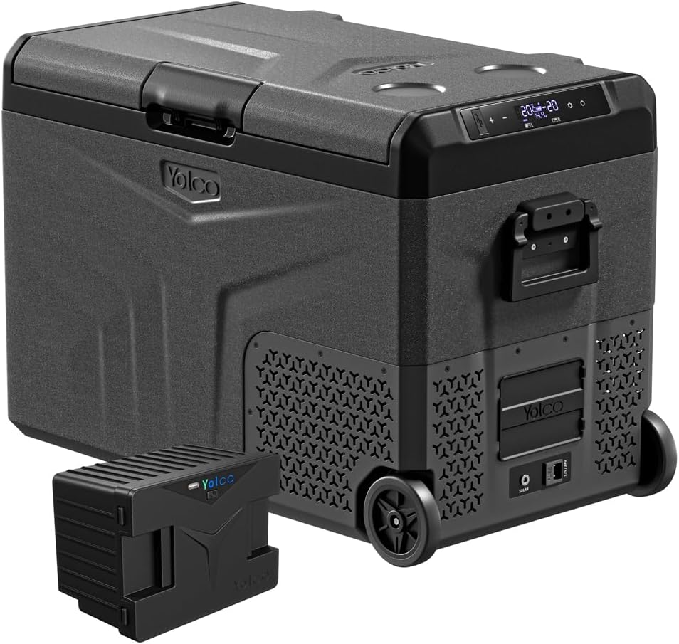 Yolco Kompressor, DC 12 V/5A, 24 V/2.5A, AC 100–240 V, 50–60 Hz, max. 1.2A, PV 12–50 V/10A, 45 dB, 230 V, 50 L, Grau