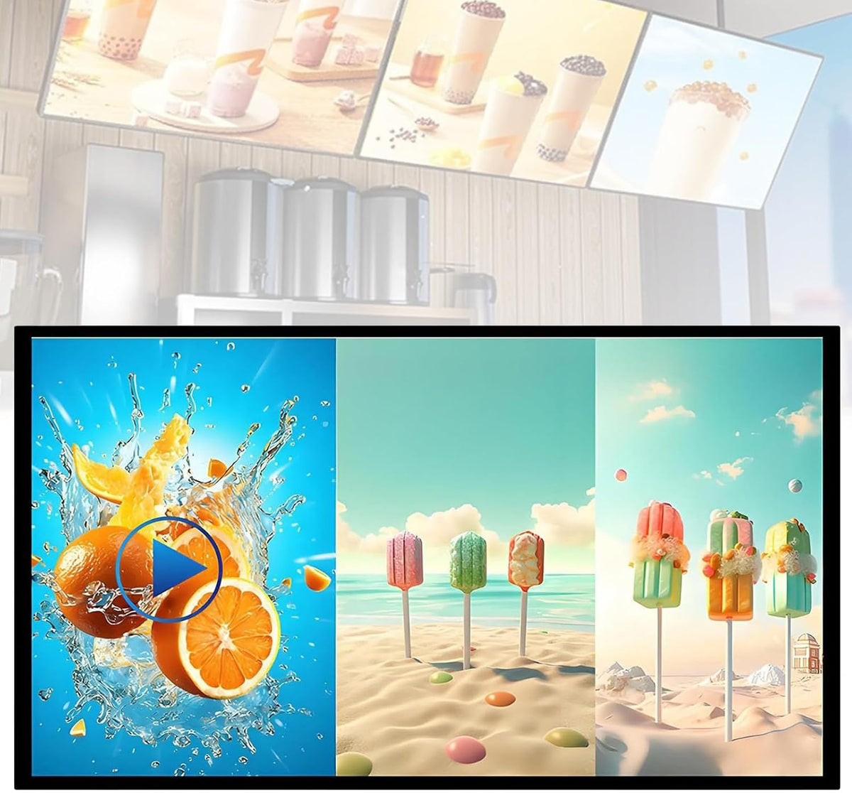 Digital-Signage-Display, Schwarz, 27''/32''/43''/49'' LCD-Monitor mit Werbe-Mediaplayer für, Cafés, Salons und Geschäfte