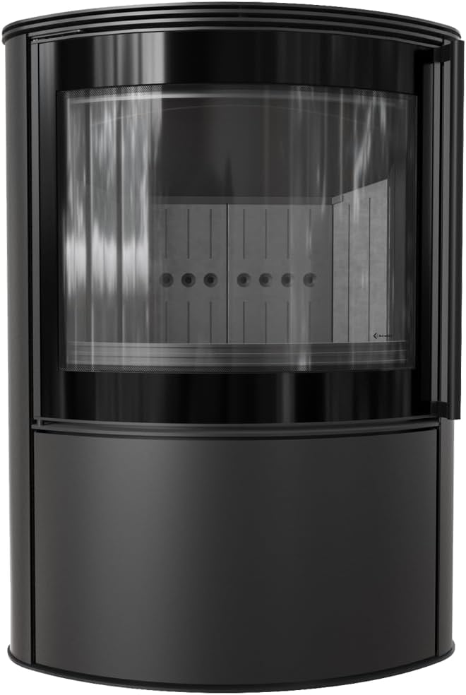 kratki Kaminofen, 150 mm, 10 kW, Schwarz, Bjorn Ø Freistehend, Termotec Brennkammer, Ökodesign & BImSchV 2, Hoher Wirkungsgrad