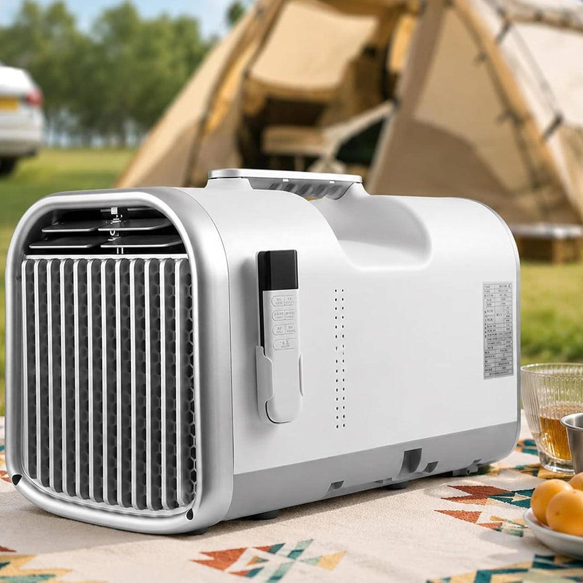 Mobiles Klimagerät, 1300 W, Weiß, Tragbare Klimaanlage für Camping, für Zelt & Wohnmobil, 4-in-1 Kühlen/Entfeuchten/Ventilator/Schlaf