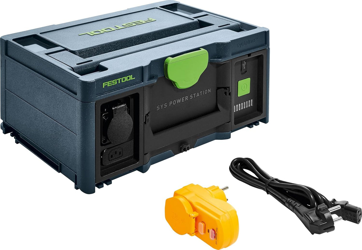 Festool Powerstation, Blau/Schwarz/Gelb, SYS- SYS-PST 1500 Li HP (mit FI-Personenschutzadapter, Ladekabel)