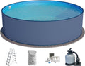 Planet Pool Stahlrahmenpool, 450x120 cm, 0,4 mm, Anthrazit/Blau, Stahlwand Set (5-teilig) rund, Stahl anthrazit