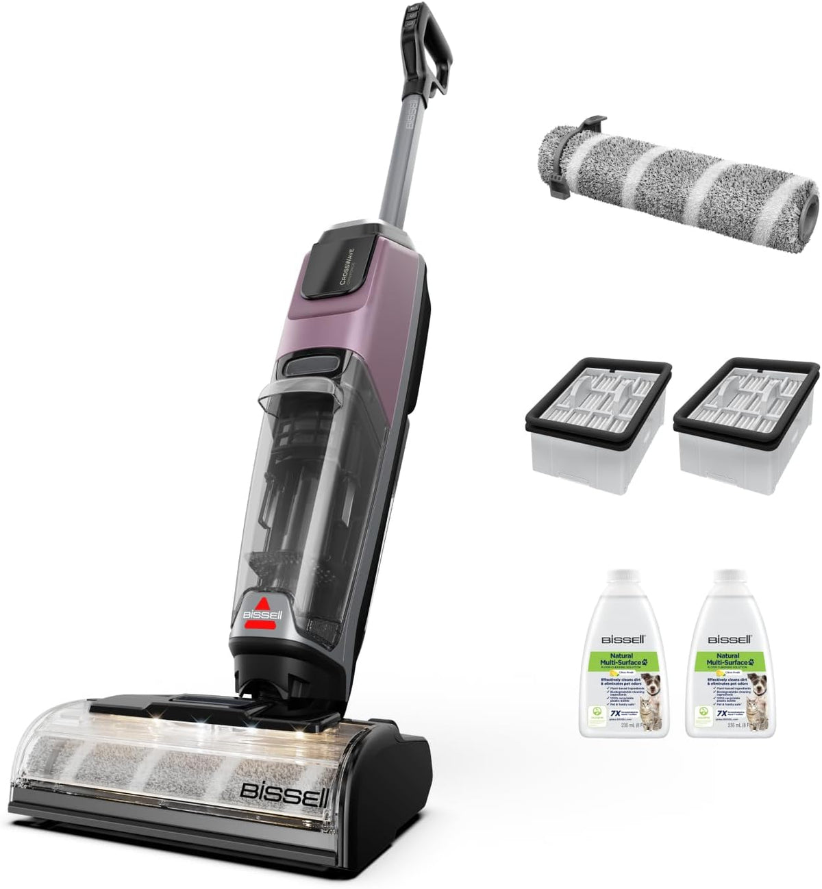 Bissell Staubsauger, 350m, Lila/Schwarz, Crosswave OmniForce EdgeFind, kabelloser mit Wischfunktion, und Wischer in 1