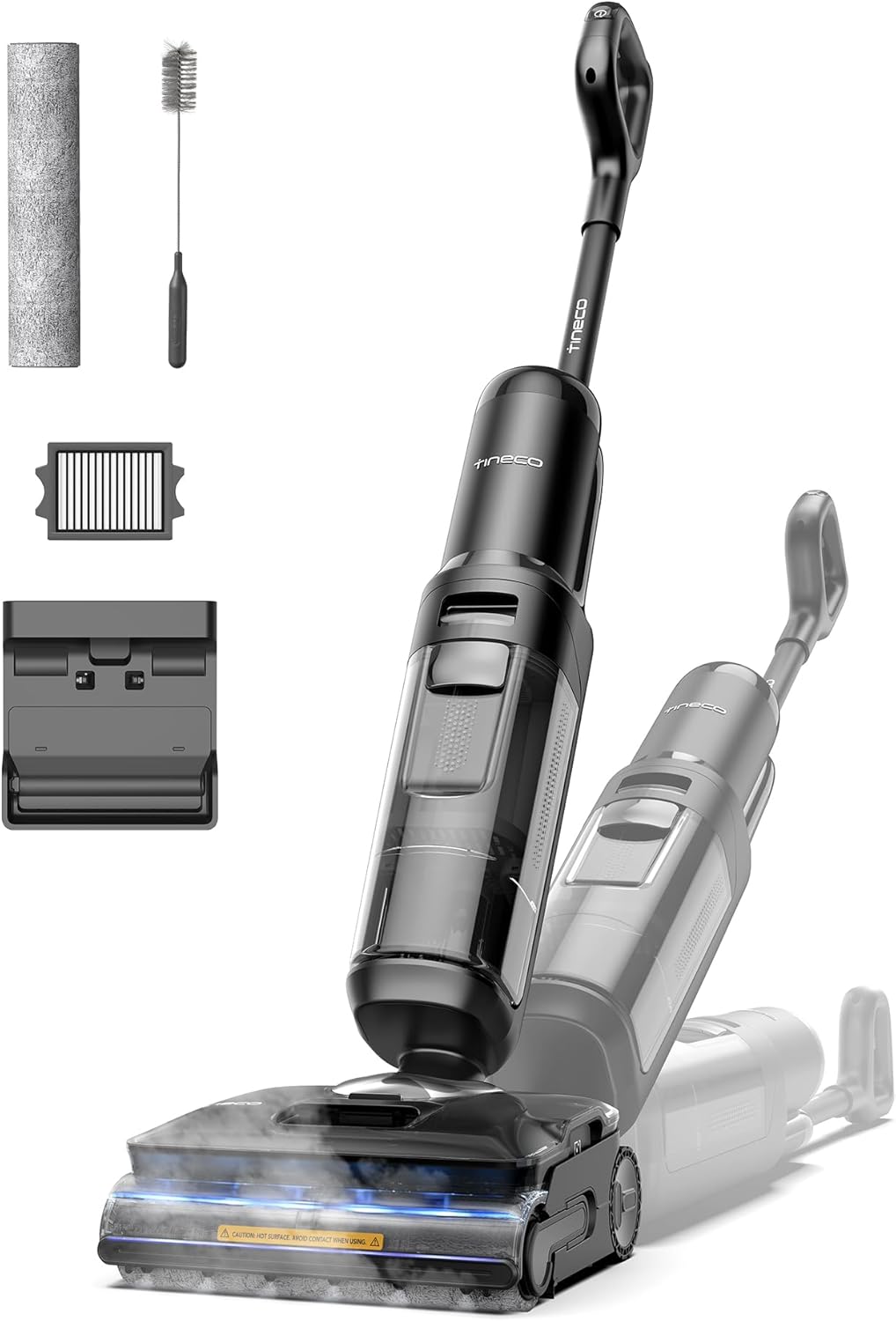 Tineco Nass- & Trockensauger, Schwarz, FLOOR ONE S7 Stretch Steam Nass Trockensauger 160 °C, 80 Min Laufzeit, DualBlock Anti-Tangle