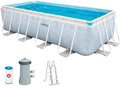 Intex Stahlrahmenpool, 400x200x100 cm, 2006 L, 6836 L, weiß/blau, 26780NP, Aufstellpool Prism Frame Chevron Rechteckig