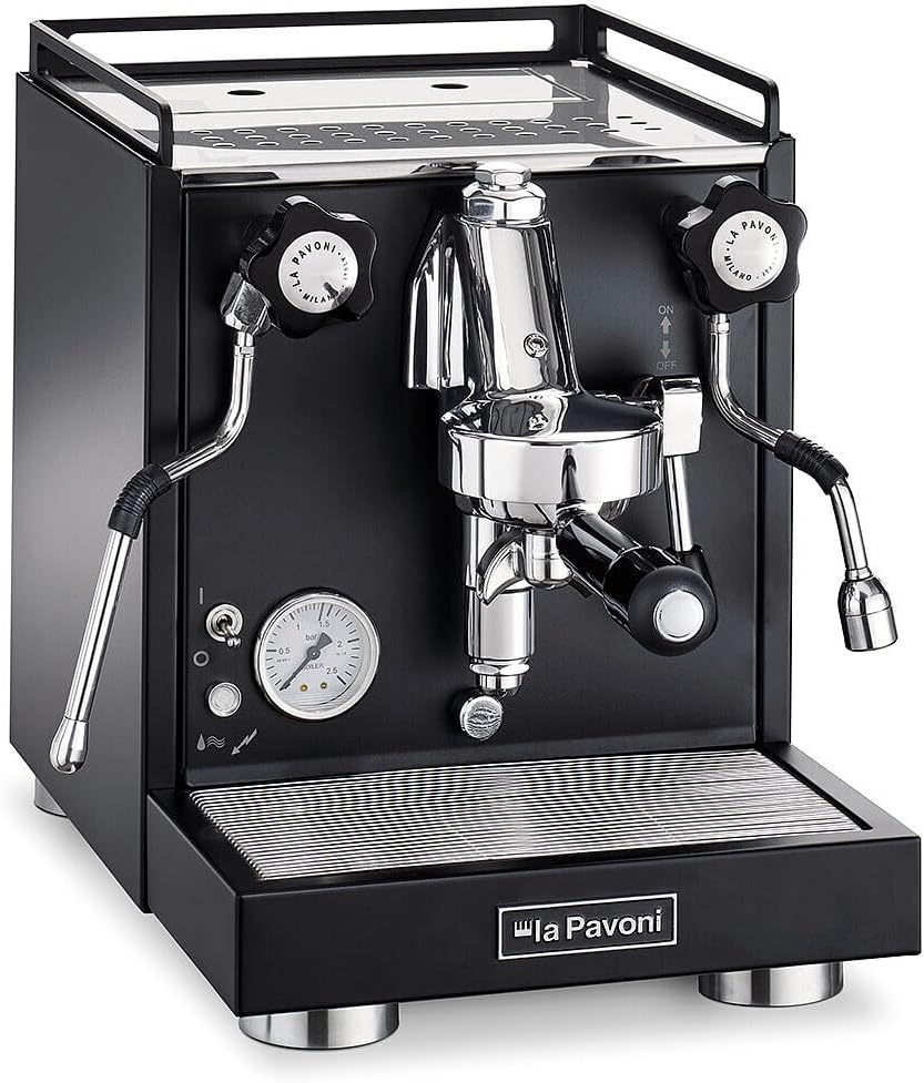 La Pavoni Kaffeemaschine, 1400 W, Schwarz, New Cellini Classic, Semiprofessionelle Espresso- LPSCCB01EU, Einzelboiler mit Wärmetauscher