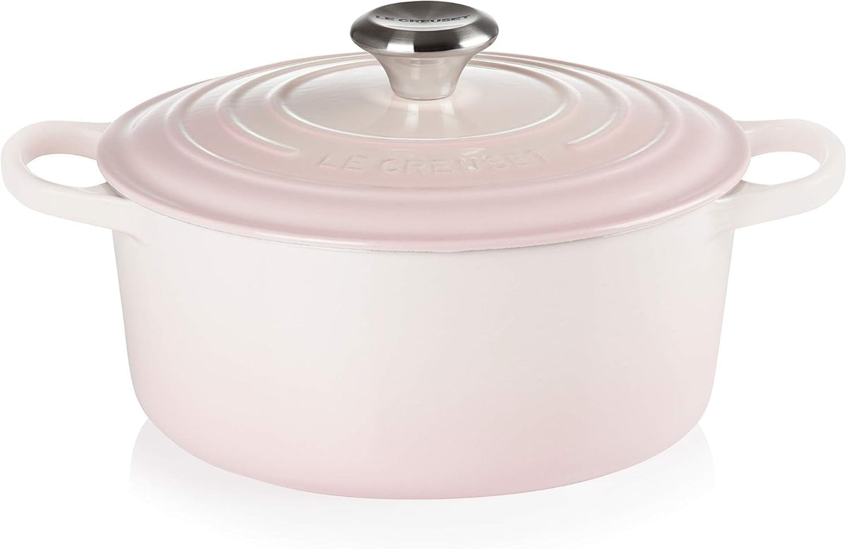 Le Creuset Bräter rund Signature Backofen, 4,305 kg, 24 cm, 4,2 l, Rosa, Le Gusseisen- mit Deckel, Für alle Herdarten und Induktion geeignet