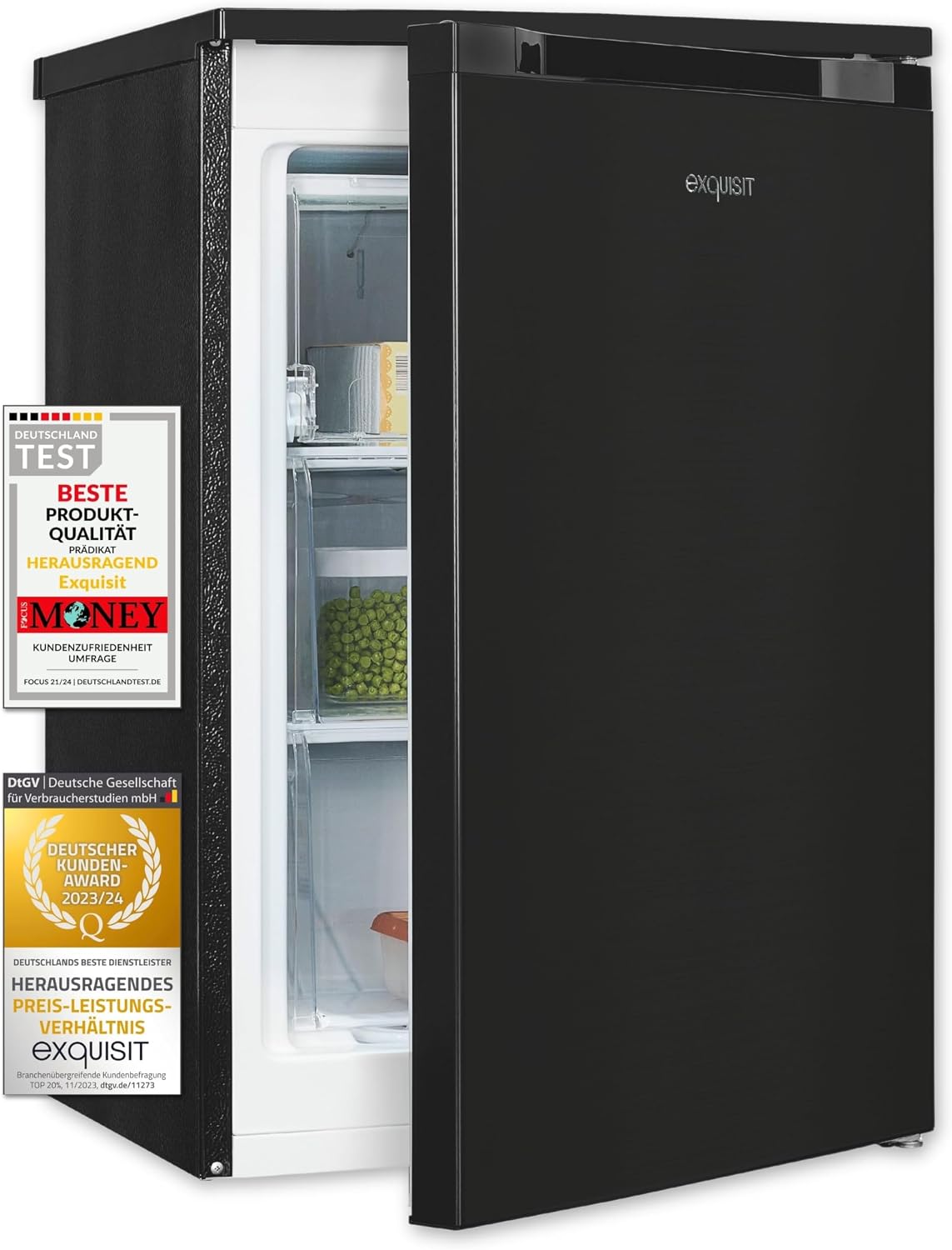 Exquisit Gefrierschrank, 85 L, Schwarz, GS81-051C, Nutzinhalt:, 4*-Gefrieren, Standgerät