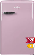 Amica Kühlschrank, 88 cm, 55 cm, 62 cm, Rosarot, KS 15616 P Retro mit Gefrierfach / Cupcake Pink / (H) x (B)