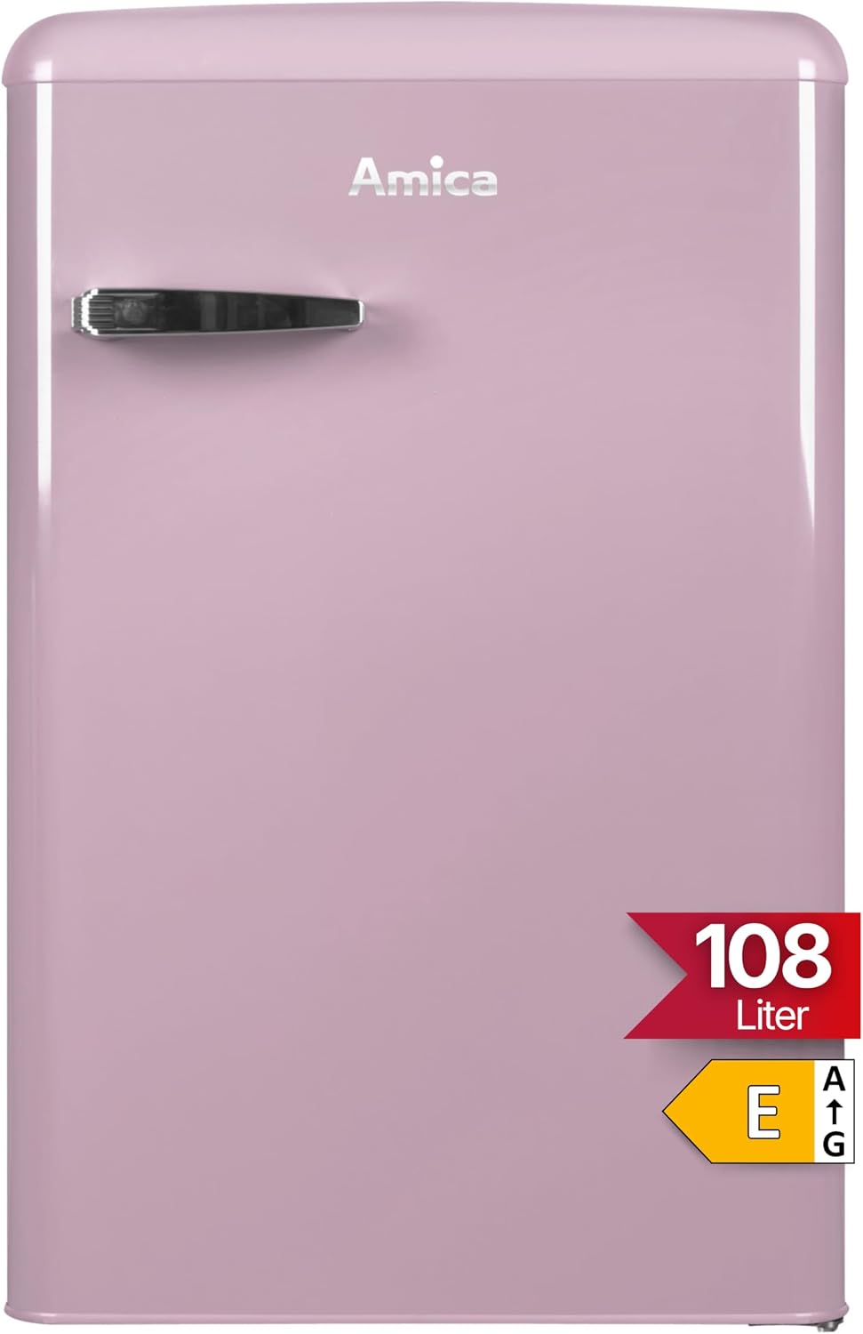 Amica Kühlschrank, 88 cm, 55 cm, 62 cm, Rosarot, KS 15616 P Retro mit Gefrierfach / Cupcake Pink / (H) x (B)