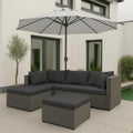 Sofa Mendler, Grau/Dunkelgrau, Poly-Rattan Garnitur HWC-O46, Balkon-/Garten-/Lounge-Set Sitzgruppe - grau Polster