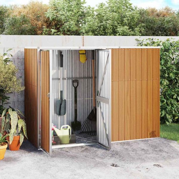 Woonisher Gerätehaus, 225x89x161 cm, Verzinkter Stahl, Metall, Braun/Silber