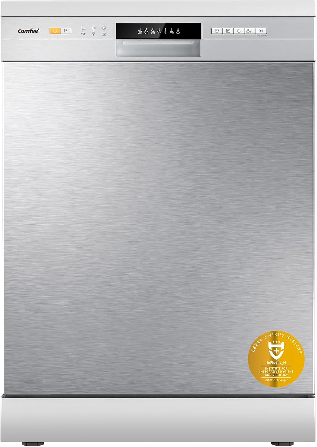 Comfee Geschirrspüler, 60 cm, 49 dB, Silber, ' CDWPF1201PS freistehend, 12 Gedecke, Startzeitvorwahl, Halblast-Funktion