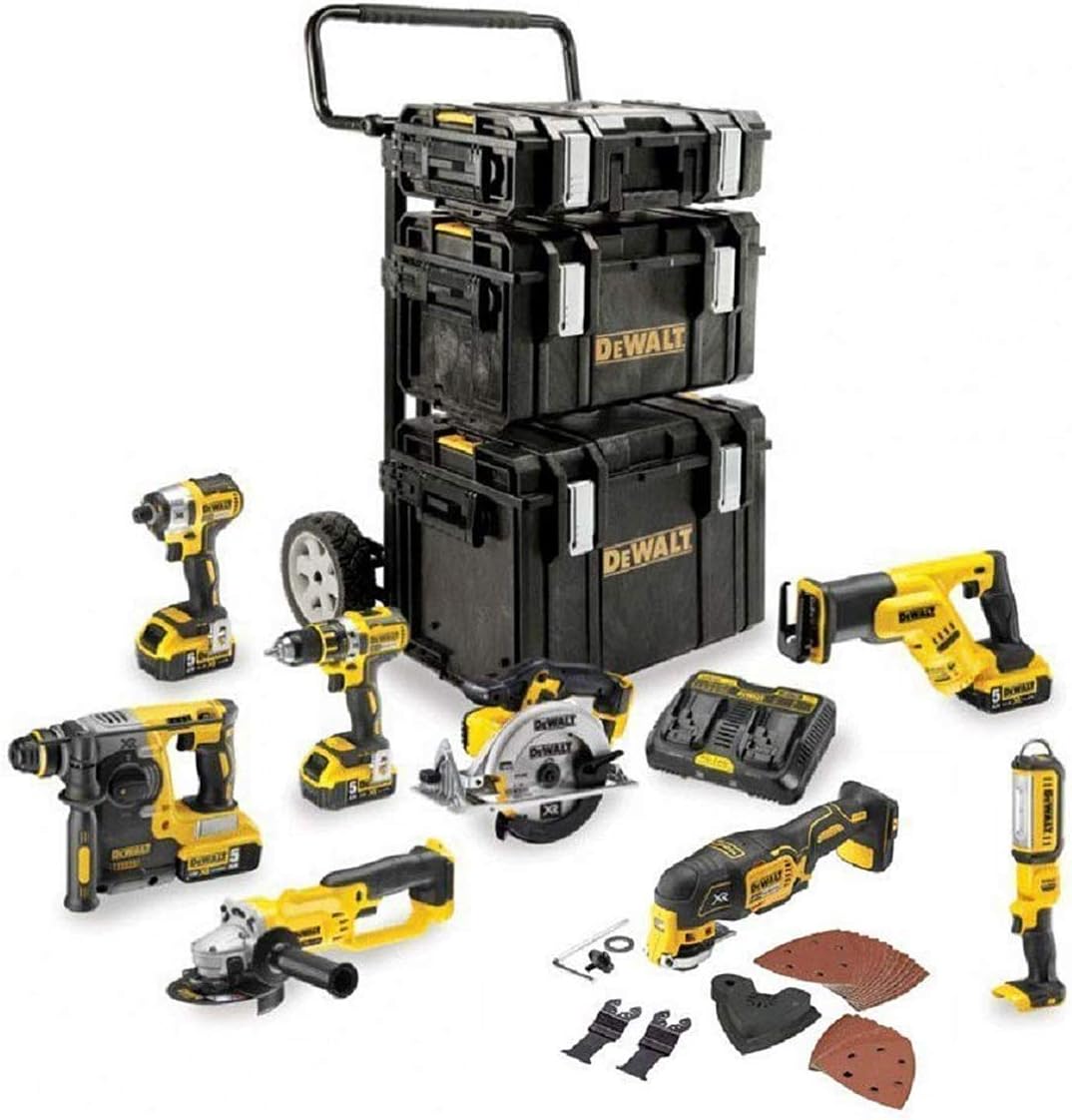 DEWALT Werkzeugsets, Schwarz/Gelb, dck897p4-qw Gemeinsam Hörer in 7-teilig D Outillage, 4 inkl. Akkus, Kästen und Trolley