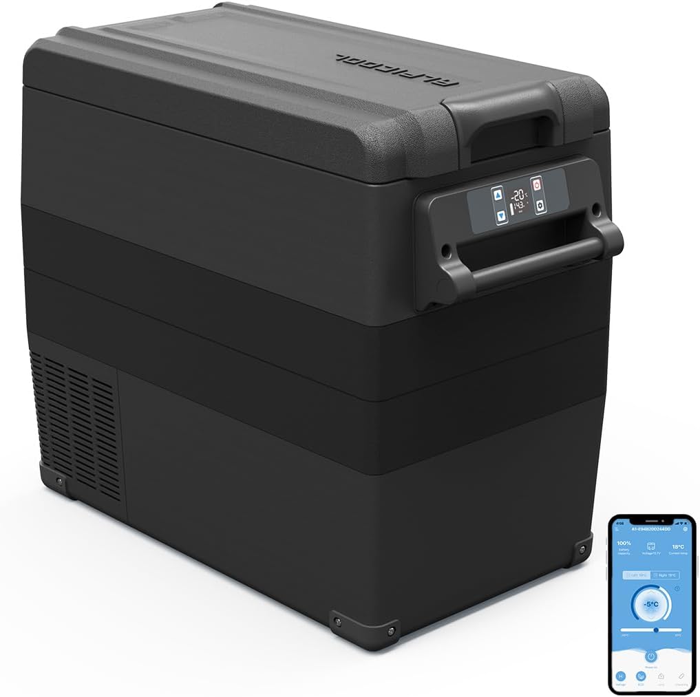 Alpicool Gefrierschrank, 50 L, 12 V, Schwarz, NCF55 Kompressor Kühlbox tragbarer Mini-Kühlschrank, Boot, -20℃ bis 20℃