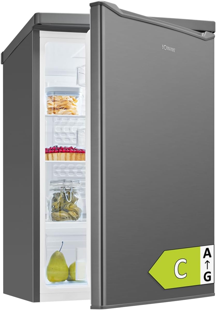 Bomann Kühlschrank, 85 cm, 35 dB, 126 L, Silber, ® ohne Gefrierfach, Energieklasse C, 5 Jahre Kompressor-Garantie