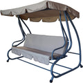 DEGAMO Hollywoodschaukeln, 228 cm, Grau/Beige, Hollywoodschaukel Miami 4-sitzer, klappbar als Liege, grau/Creme