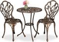 Gartenmöbel-Set Relaxdays, Schwarz/Bronze, Gartenmöbel Set 3-teilig, Tisch, 2 Stühle, Aluguss, Balkonmöbel Antikdesign