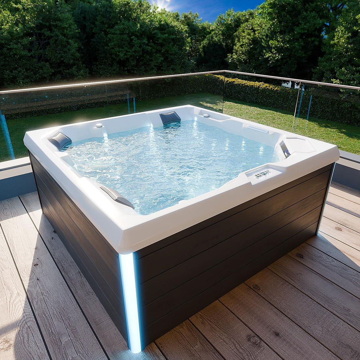 Tronitechnik Badewannen mit Sprudelfunktion, 210 cm, weiß/schwarz, ® Outdoor Whirlpool Spa PANAREA außen Badewanne weiß x