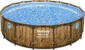 Bestway Stahlrahmenpool, 488 x 122 cm, Holzoptik/Braun/Blau, ® Power Steel Swim Vista Series Ersatz Frame Pool Ø