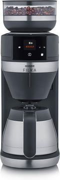SEVERIN Kaffeemaschine, Schwarz-Matt/Edelstahl, FILKA, Vollautomat für Filterkaffee, 5-in-1 Filter mit LED-Display