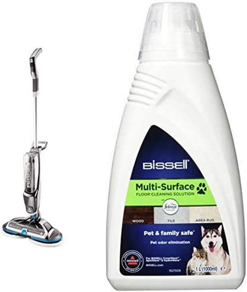 Bissell Nass- & Trockenmopps, Silber/Weiß, 2240N Spinwave Cordless, Kabelloser Elektrischer Mopp für Hartböden 2550