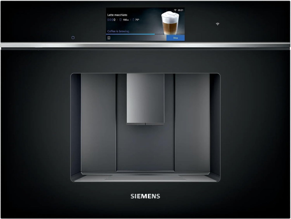 Siemens Kaffeevollautomat, 59,4 cm, Schwarz, CT718L1B0, iQ700, Smarter Einbau-, autoMilk Clean, automatische Dampfreinigung des Milchsystems