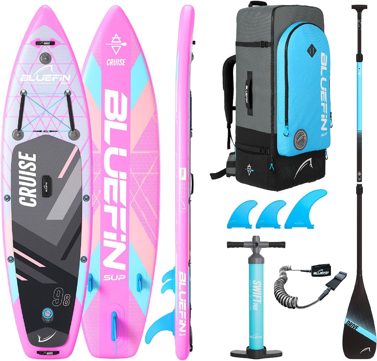 Bluefin SUP SUP-Board, Pink/Blue/Black, Paddleboard, Lite Inflatable Paddleboard