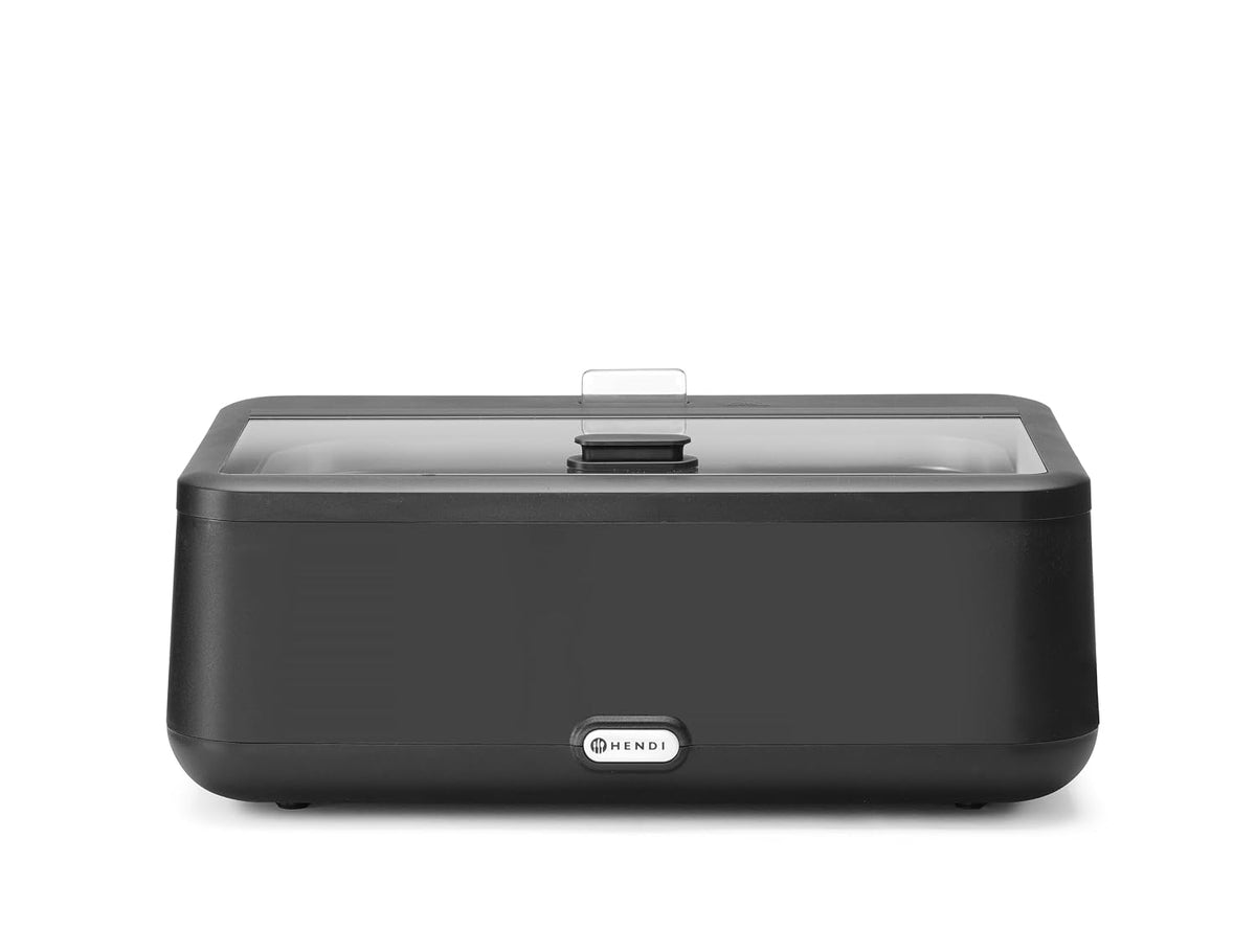 HENDI Buffetschrank, 12,5 L, 250 mm, 220 V, 700 W, Schwarz, Chafing dish, UNIQ, mit GN1/1 Behälter, integrierter Glasdeckel