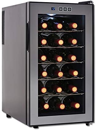 Thermoelektrischer Weinkühlschrank, Stahl + Glas, Schwarz, Kühler mit digitaler Temperaturregelung