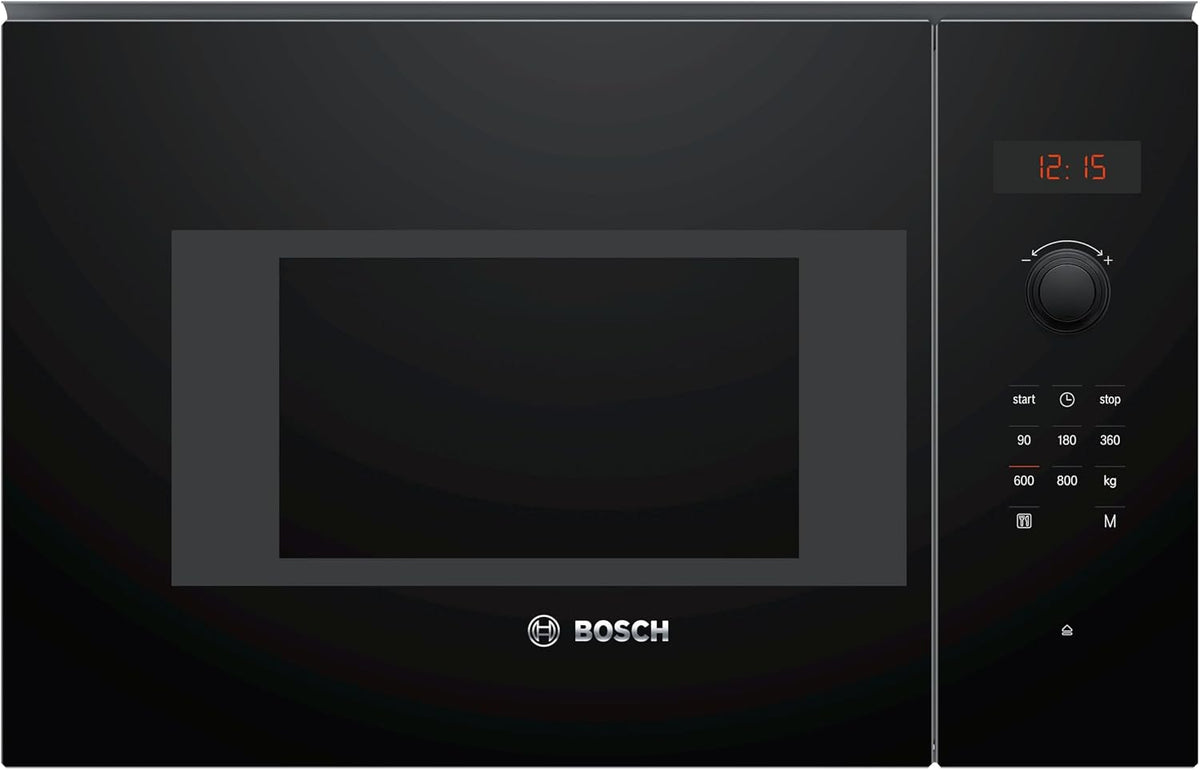 Bosch Mikrowelle, 38 x 60 cm, 25.5 cm, 800 W, 20 l, Silber/Schwarz, BFL523MB1F Serie 4 Einbau-, Drehteller, AutoPilot 7